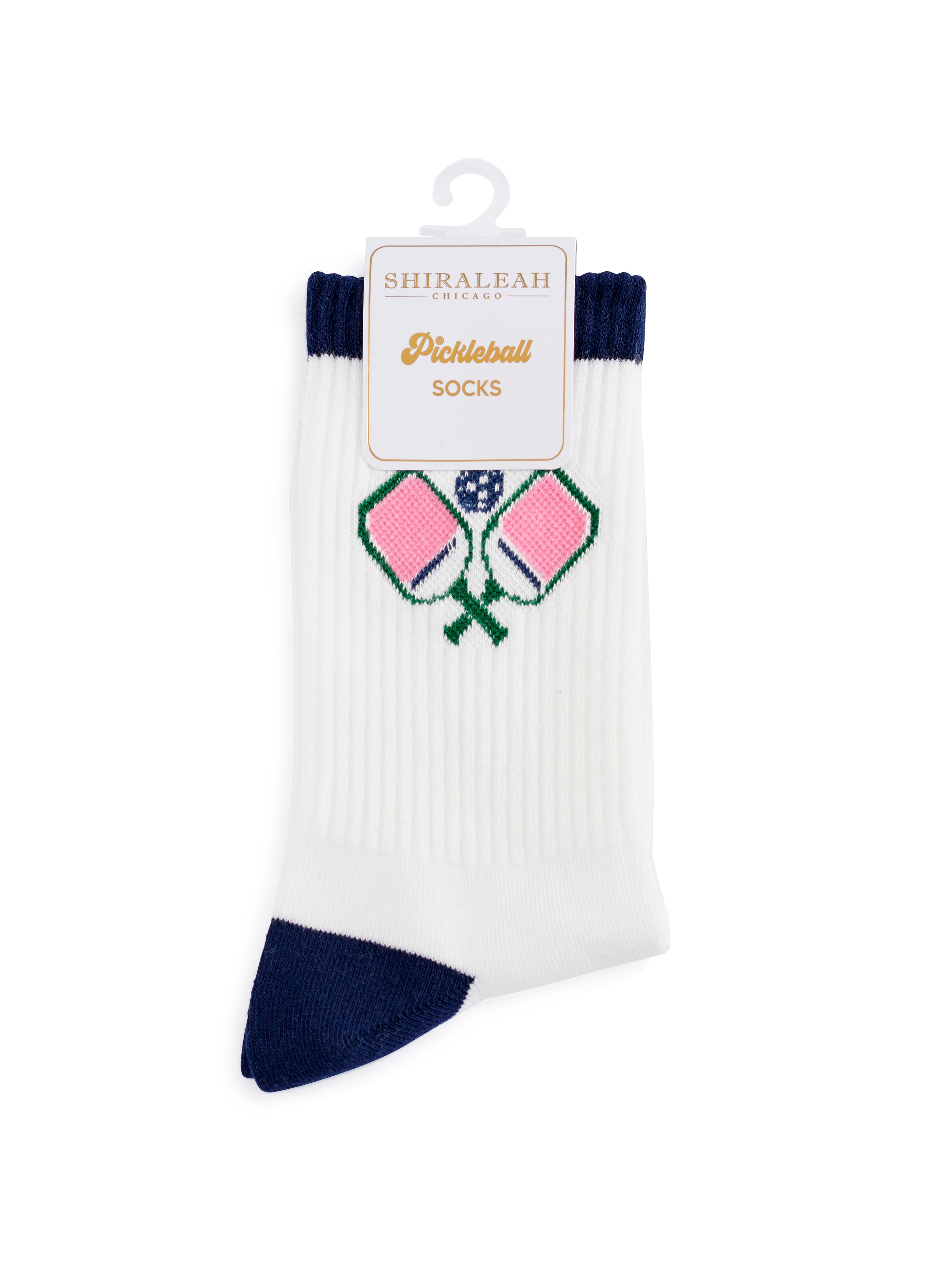 Shiraleah Pickleball Paddles Sport Socks, White