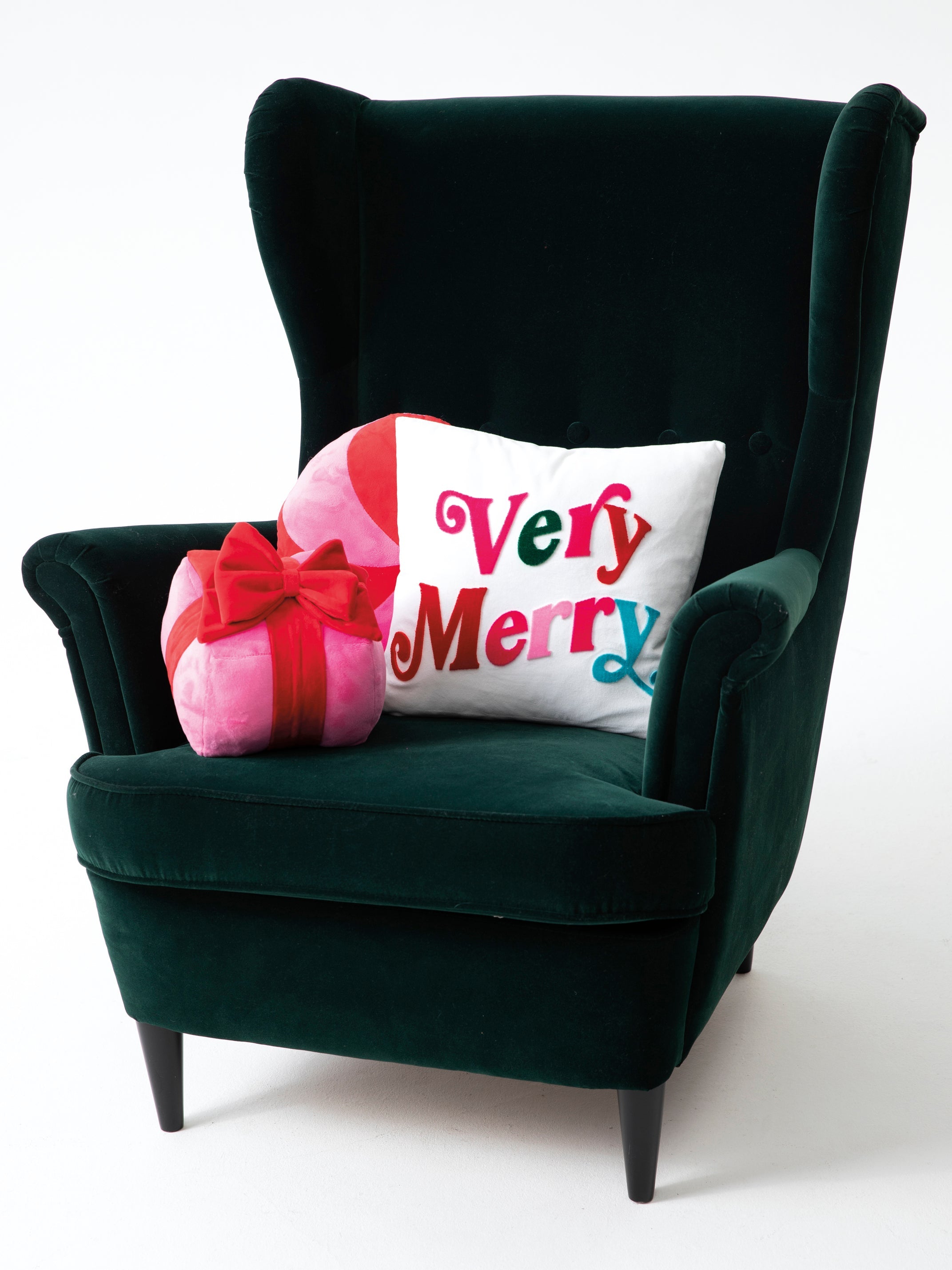 Shiraleah "Very Merry" Velvet Pillow, Ivory