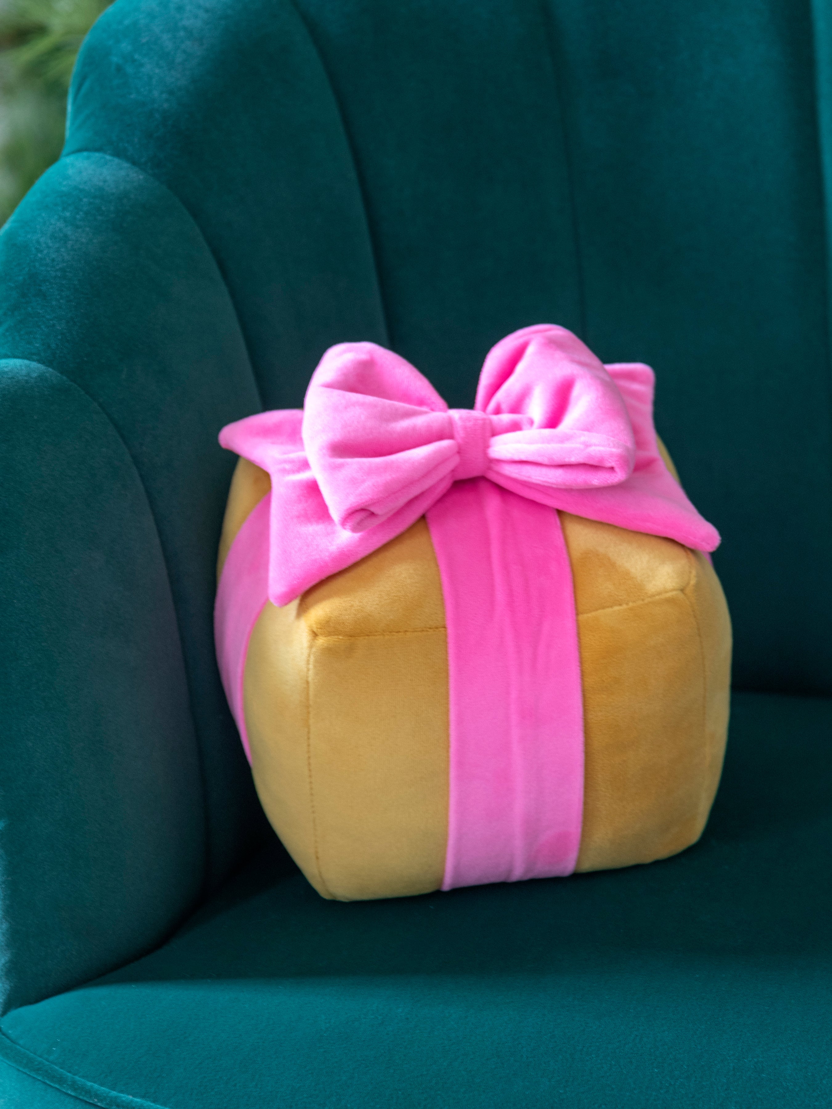 Shiraleah Gift Box Small Pillow, Gold