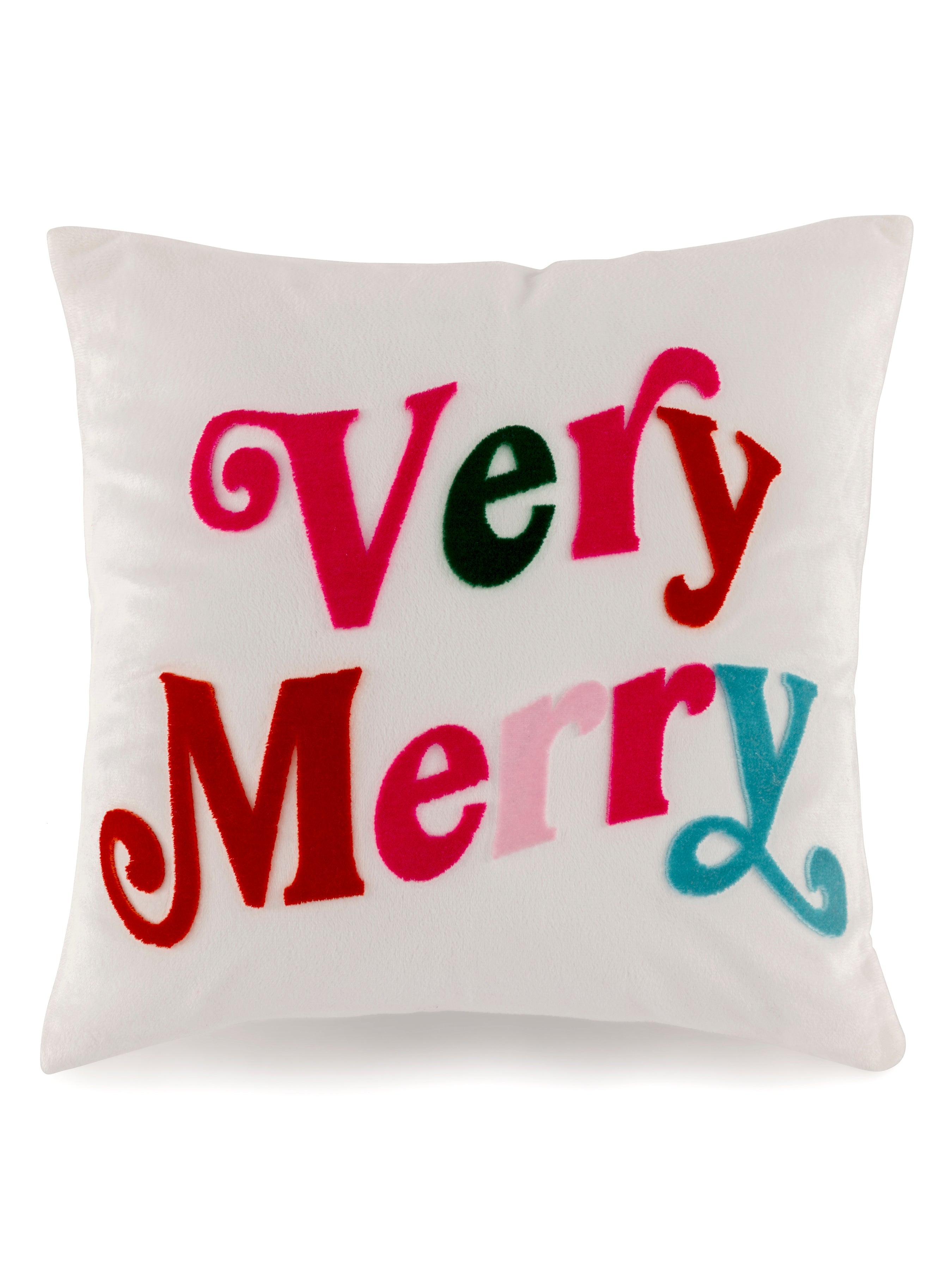 Shiraleah "Very Merry" Velvet Pillow, Ivory