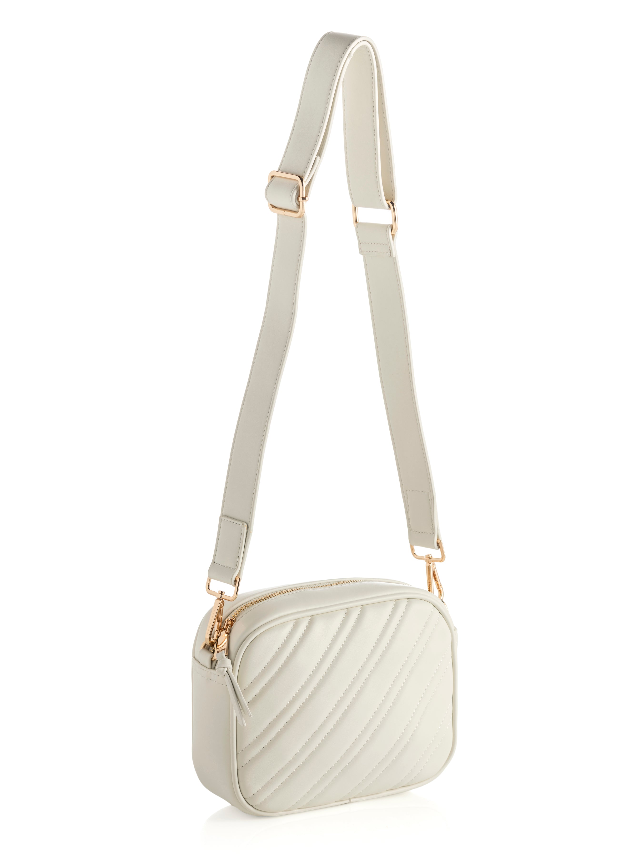 Shiraleah Charlie Quilted Stripe Camera Bag, White - FINAL SALE ONLY